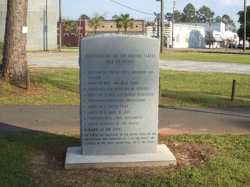 Randolph County Veterans Memorial Park Bill of Rights marker