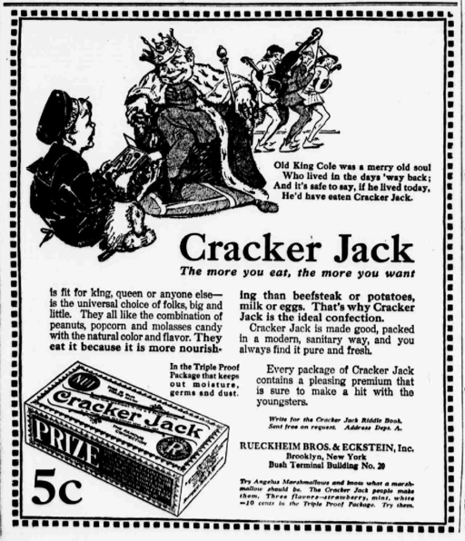 Cracker jack newspaper ad 1916