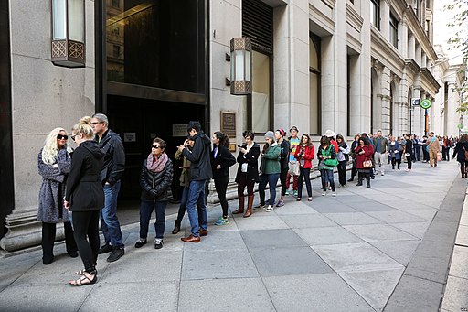Voters wait in line to cast their ballots in the US presidential election in Philadelphia 14200A
