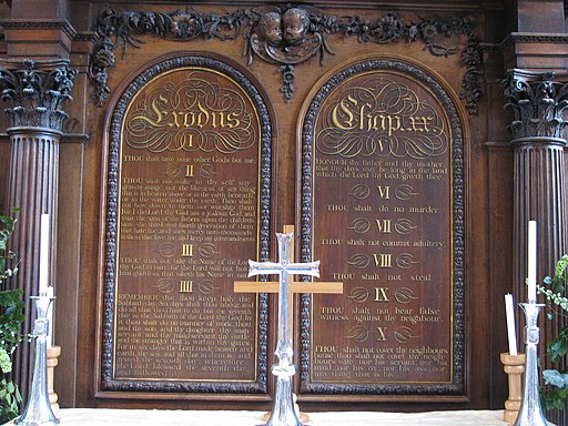 Ten Commandments altar screen in the Temple Church London