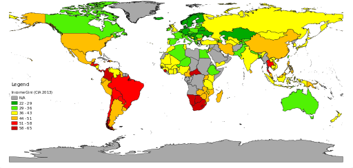 World Income Gini Map (2013)