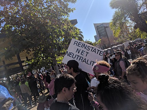 Reinstate Net Neutrality sign, Women's March, DTLA, Los Angeles, California, USA (39824631401)