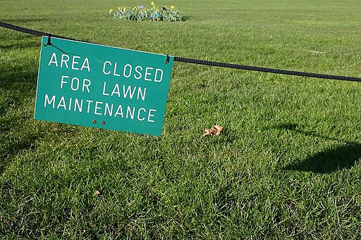 Lawn Maintenance Sign At RHS Wisley Garden Surrey UK