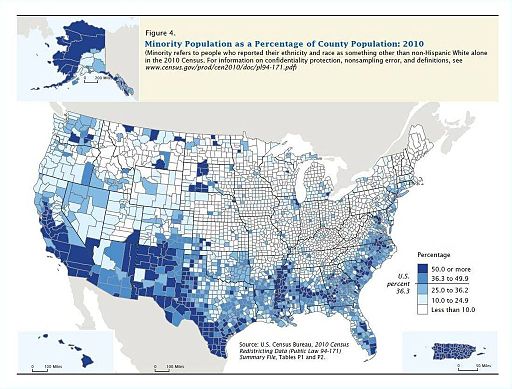 2010 US Census Minority Popu Perc County