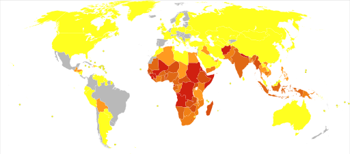 Measles world map-Deaths per million persons-WHO2012